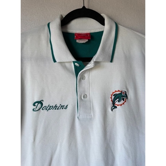 Miami Dolphins NFL Polo Shirt Men L White Short Sleeve Embroidered Logo Cotton - Picture 4 of 14
